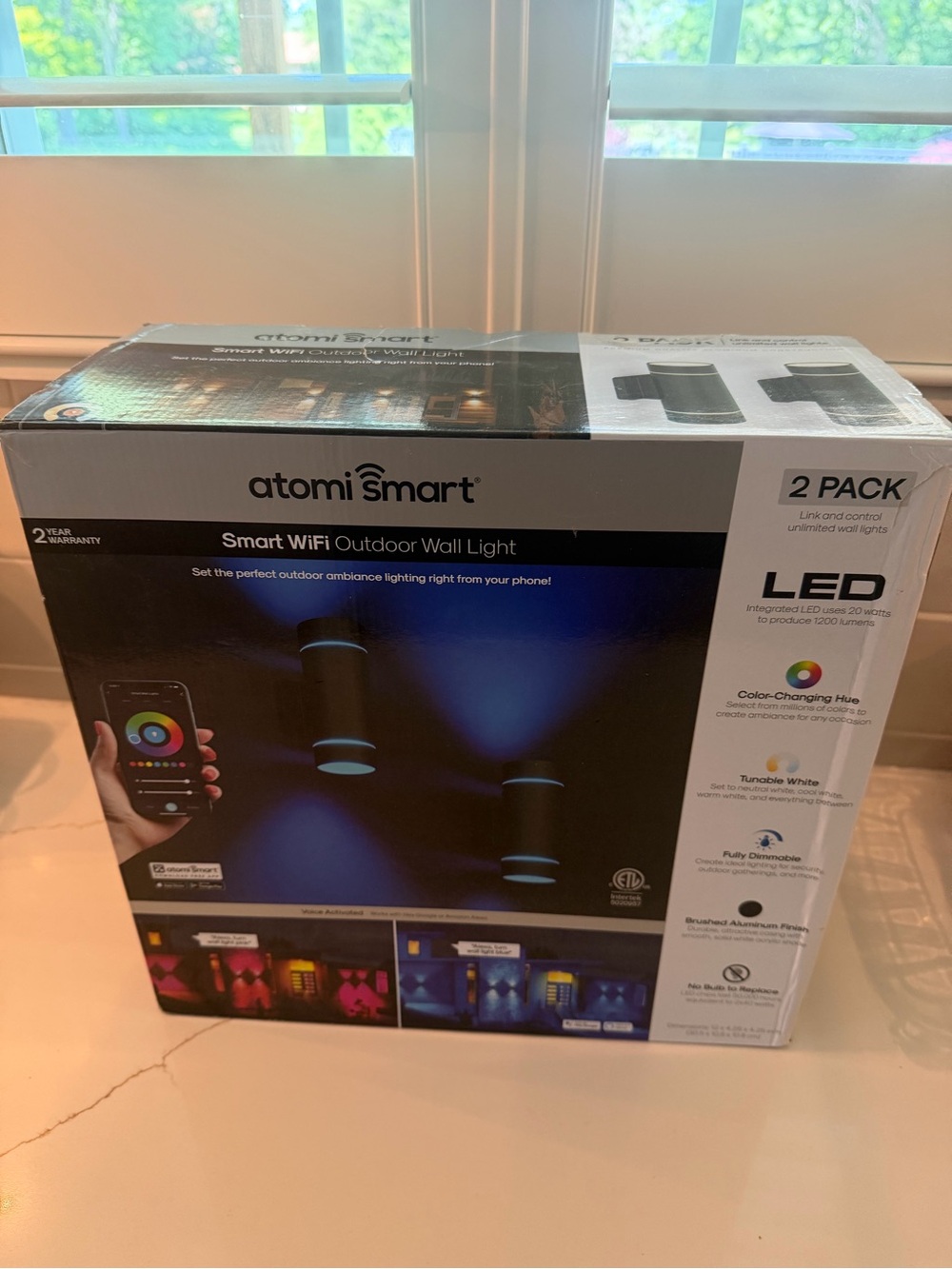 atomi Smart WiFi Outdoor Wall Light - Black (2 Pack)